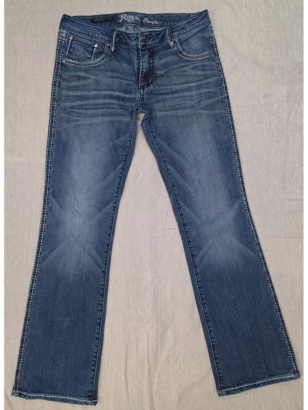 Wrangler Rock 47 Ultra Low Rise Bootcut Jeans Womens 5/6x32 Embroidered